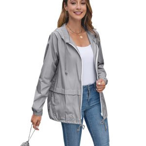 Women's Lightweight Hooded Raincoat Waterproof Packable Active Outdoor Rain Jacket (S-3XL)