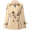 Women's Double Breasted Short Trench Coat with Belt