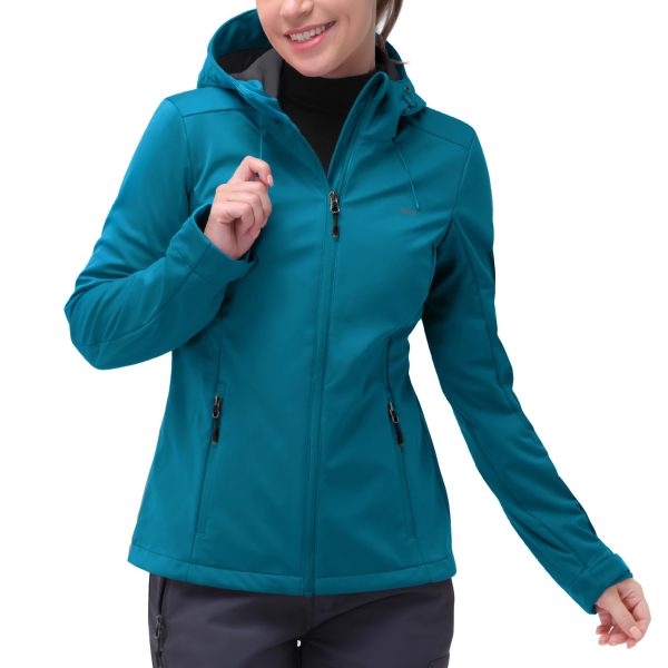 Women's Softshell Jacket with Hood Waterproof Lightweight Windbreaker Windproof Rain Shell Jacket for Outdoor Hiking