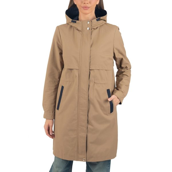 Tanya Womens Hooded Rain Jacket Long Raincoat Trench Coat Windbreaker