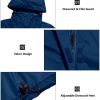 Women's Packable Rain Jacket Waterproof Lightweight Rain Coat with Hood for Golf Cycling Hiking