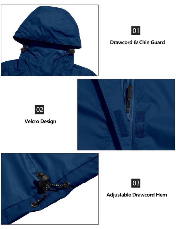 Women's Packable Rain Jacket Waterproof Lightweight Rain Coat with Hood for Golf Cycling Hiking