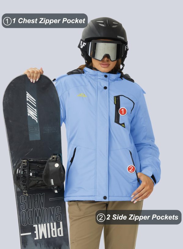 71rwSja4wIL.jpg Women's Ski Jacket Waterproof Insulated Snow Jacket Warm Windproof Winter Coats with Hood Fleece Lined Jacket