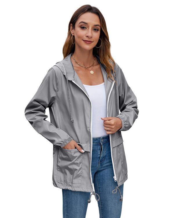 Women's Lightweight Hooded Raincoat Waterproof Packable Active Outdoor Rain Jacket (S-3XL)