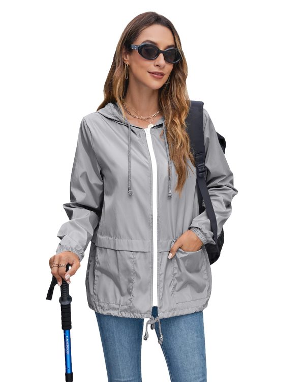 Women's Lightweight Hooded Raincoat Waterproof Packable Active Outdoor Rain Jacket (S-3XL)