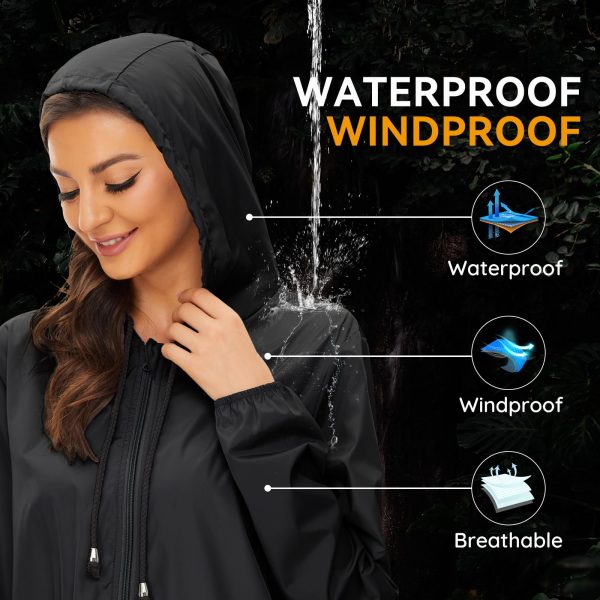 Women Rain Coats Lightweight Waterproof Outdoor Rain Jacket with Hood Packable Raincoats