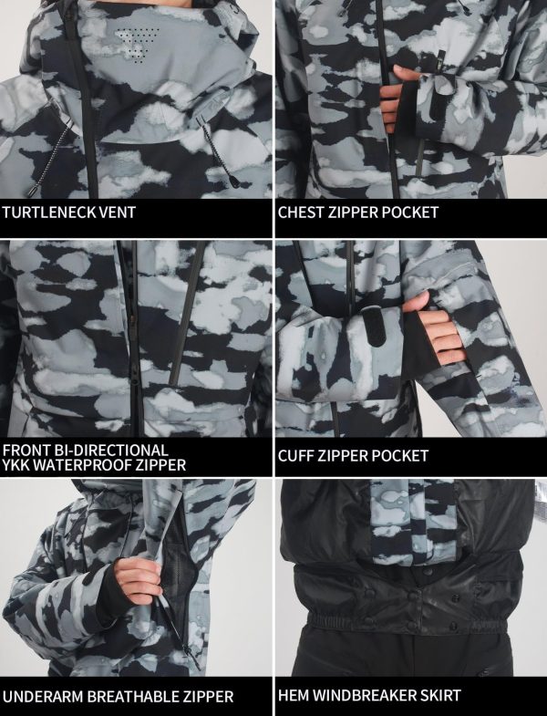 Men's Ski Jacket Waterproof Snowboard Coat Winter Snow Insulated Windproof Jacket