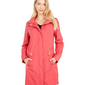 Women's Packable Hooded Rain Jacket with Bow