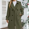 Women's Long Double-Breasted Waterproof Trench Coat with Belt