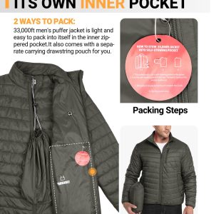 813WpsiTphL.jpg Men's Puffer Jacket Lightweight Packable Winter Jacket