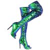 Thigh High Boots Women's Sequins Over The Knee Boots Fashion Sexy High Heels Sparkle Thigh High Boots Open Toe Party Dance