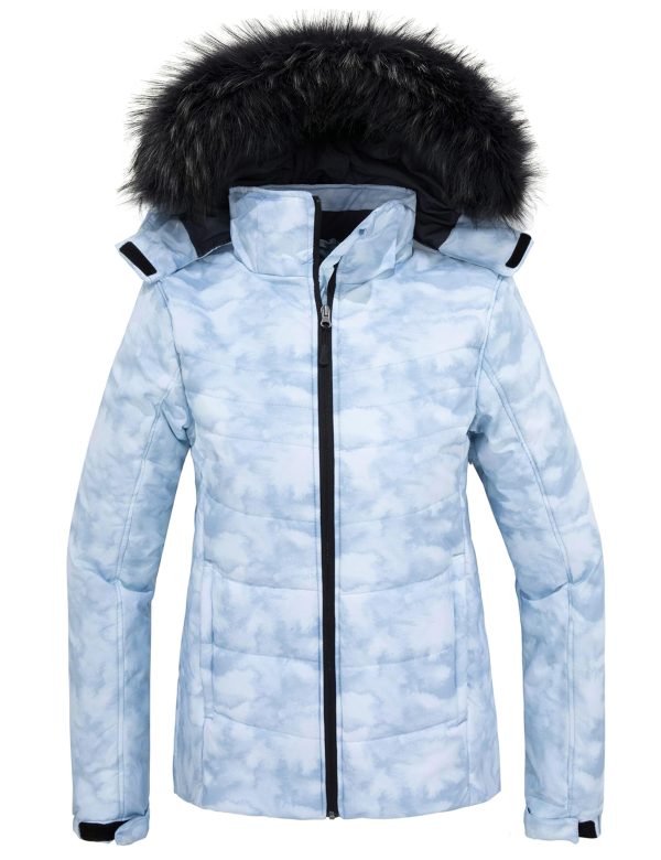 819BlliWvL.jpg Women's Waterproof Ski Jacket Warm Puffer Jacket Thick Hooded Winter Coat