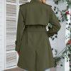 Women's Long Double-Breasted Waterproof Trench Coat with Belt