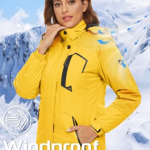 Women's Winter Jacket Waterproof Ski Jacket Hooded Fleece Lined Warm Snow Coat Mountain Windproof Rain Windbreaker