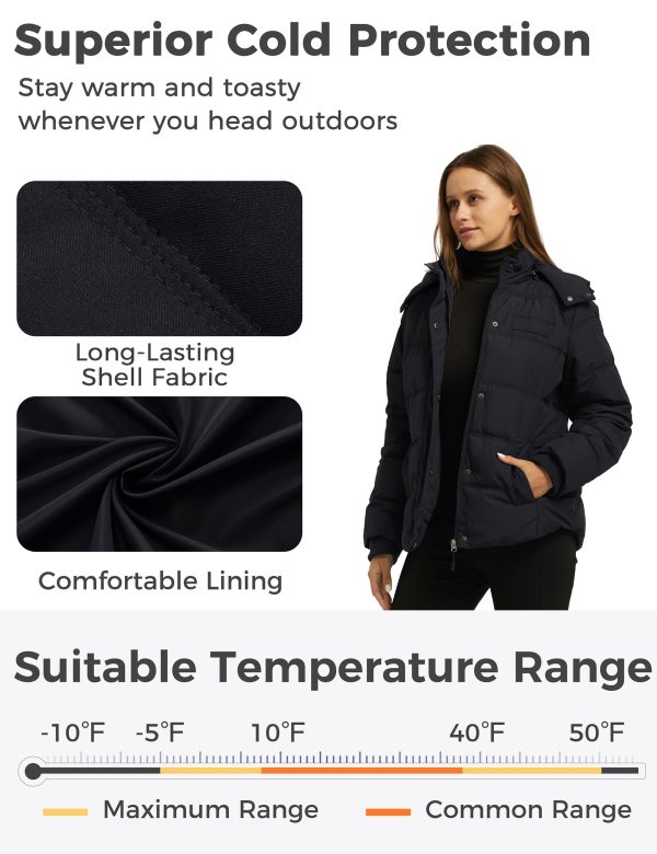 Women's Hooded Warm Winter Coat Quilted Thicken Puffer Jacket with Removable Hood