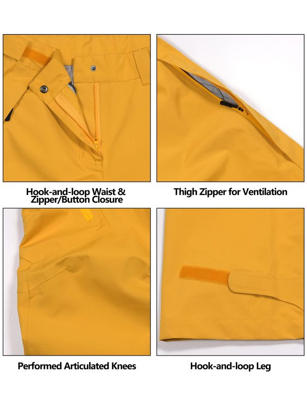 Women's Lightweight Waterproof Rain Pants Breathable Hiking Pants for Outdoor Fishing