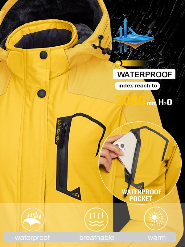 Women's Winter Jacket Waterproof Ski Jacket Hooded Fleece Lined Warm Snow Coat Mountain Windproof Rain Windbreaker