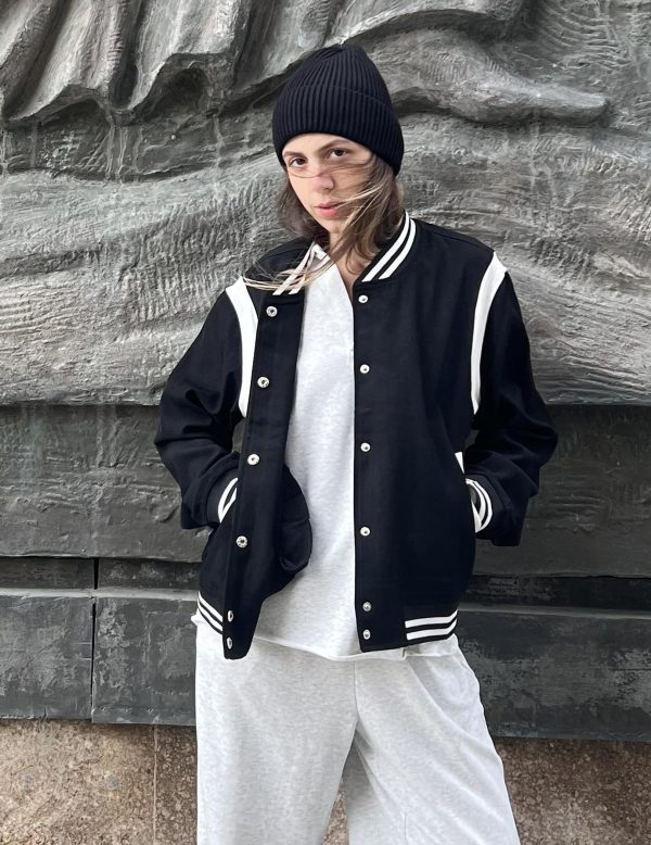 Bomber Jacket Women Varsity Casual Button Down Lightweight Spring Short Outwear with Pockets