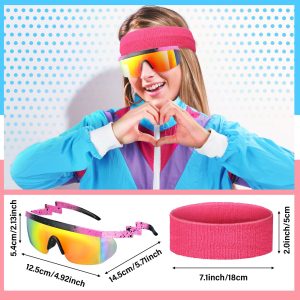 81RH287BHpL.jpg Women 80s Tracksuit Retro Outfit for Women Men Disco Costume Accessories Set Rave Hoodie Colorblock Windbreaker Set