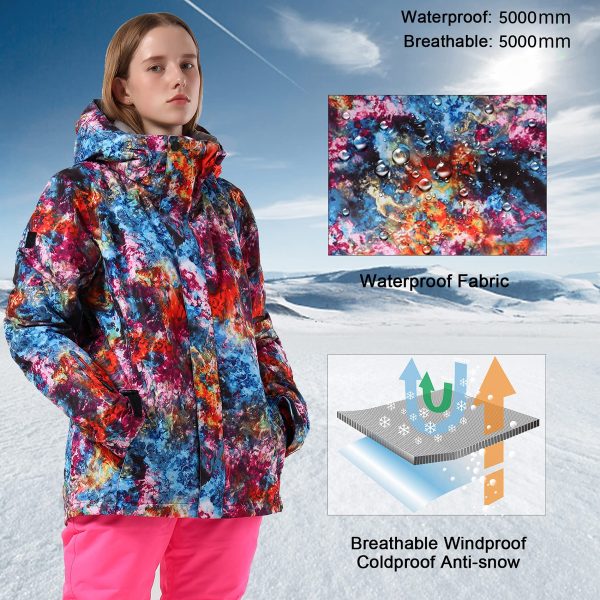 Women's Ski Jacket Snowboard Jacket Warm Winter Waterproof Mountain Hooded Snow Coat Snowboarding Skiing