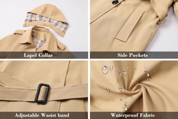 Girls & Women's Rain Jackets Waterproof Hooded Trench Coat,3 Years - Women 2XL