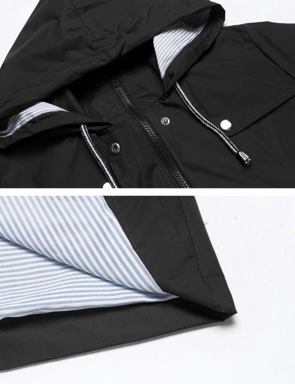 Raincoat Women Waterproof Long Hooded Trench Coats Lined Windbreaker Travel Jacket S-XXL