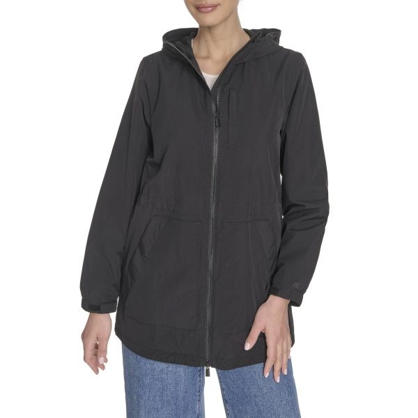 Women's Hooded Cinch Waist Rain Jacket