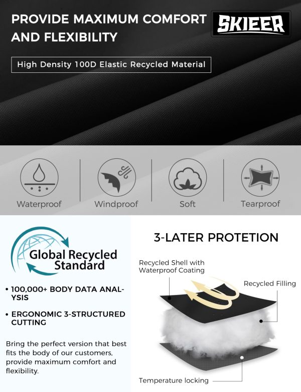 Women's Ski Jacket Waterproof Windproof Snowboard Jacket Warm Hooded Winter Coat