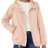 Women's Hooded Peached Nylon Zip Front Rain Jacket