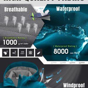 Women's Softshell Jacket with Hood Waterproof Lightweight Windbreaker Windproof Rain Shell Jacket for Outdoor Hiking