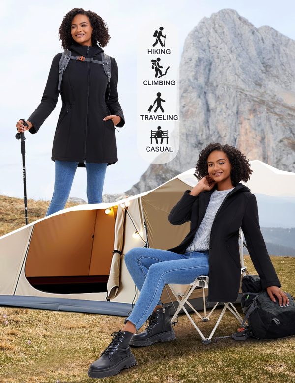 81o43gbPcoL.jpg Women's Waterproof Fleece Lined Softshell Jacket Hooded Breathable Windbreaker Rain Jacket