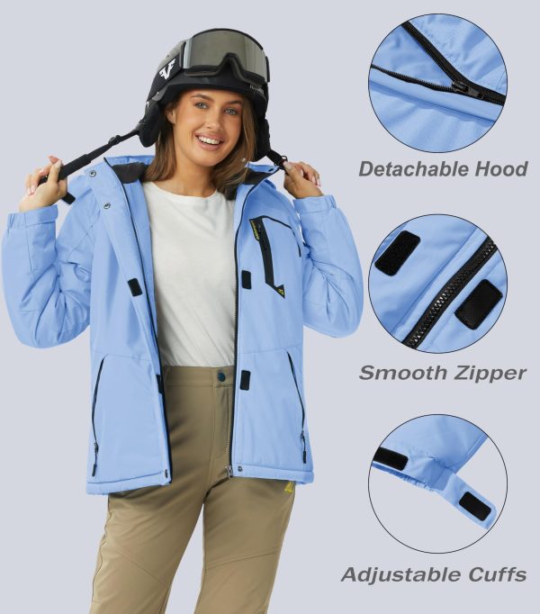 81ozDGe8J-L.jpg Women's Ski Jacket Waterproof Insulated Snow Jacket Warm Windproof Winter Coats with Hood Fleece Lined Jacket