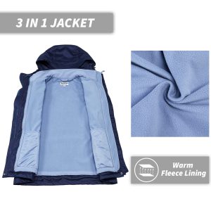 81pJdK9iZL.jpg Women's 3 in 1 Hooded Waterproof Coat Winter Ski Hiking Rain Jacket Softshell Fleece Lined Raincoat Windbreaker