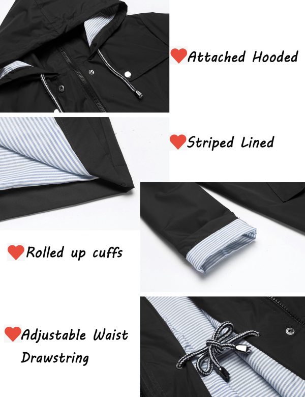 Womens Lightweight Hooded Waterproof Active Outdoor Rain Jacket S-XXL