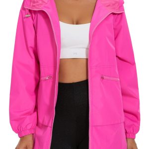 81vdyP1XyNL.jpg Womens Waterproof Raincoat Lightweight Rain Jacket Trench Coat Hooded Windbreaker With Pockets for Outdoor