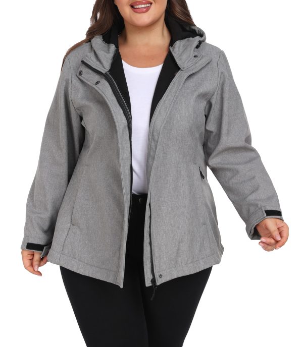81z5oVRLWRL.jpg Women's Plus Size Softshell Jackets Hooded Warm Fleece Lined Windbreaker