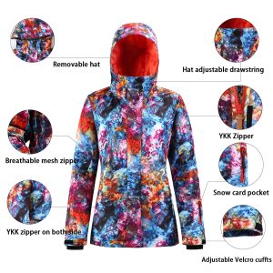 Women's Ski Jacket Snowboard Jacket Warm Winter Waterproof Mountain Hooded Snow Coat Snowboarding Skiing