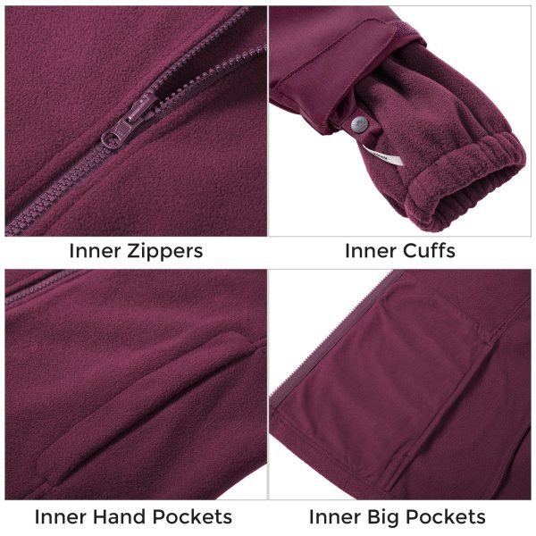 Women's Waterproof Ski Jackets 3 in 1 Snow Jackets Hooded Fleece Winter Coats Windbreaker Snowboard Jackets